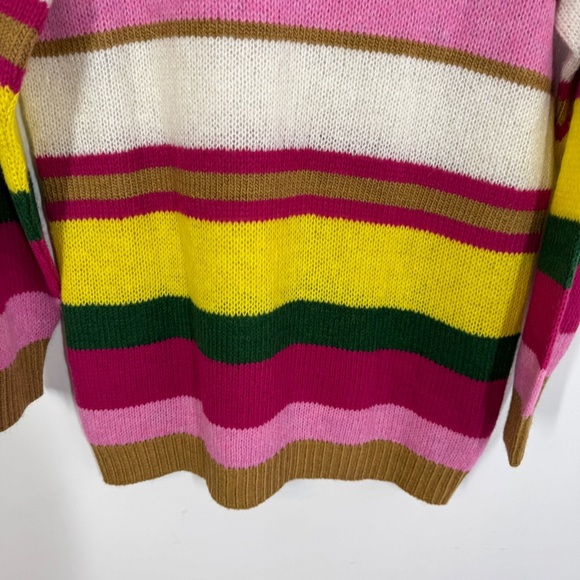 Eighty2 by Figaro Multicolor Rainbow Striped Wool Blend Cowl Neck Sweater Size S - Picture 11 of 13